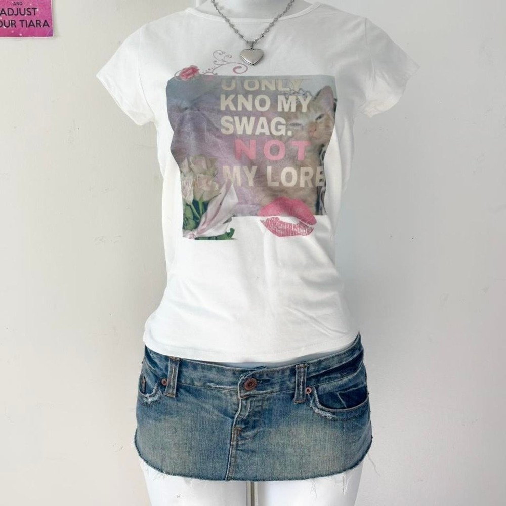 y2k slogan graphic baby tee‎